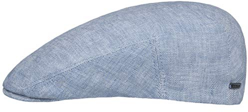 Stetson Just Linen Flatcap Damen/Herren - Made in The EU - Aus 100% Leinen - Mit Baumwolle gefüttert - Schirmmütze unifarben - Leinencap mit Metall-Emblem - Frühling/Sommer hellblau 58 cm