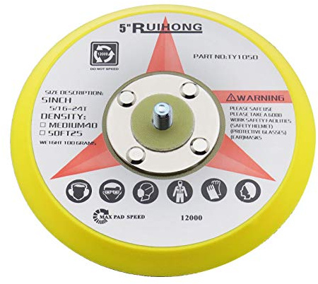 YINETTECH 12,7 cm Klett-Schleifer, Stützteller 125 mm, M8 Polierplatte, zufällige Orbital-Polierung, Wachsen, Polieren, elektrische Schleifmaschine