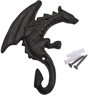 Topfunyy Cast Iron Dragon Wall Hook Decorative Vintage Hanger for Coats, Hats, Keys and Towels (Dragon-Ⅰ)