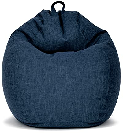 Green Bean© Square XXL Indoor Bezug aus Leinen 100x120 cm - ohne Füllung - Sitzsackhülle, Sitzsackbezug - kuschelig, weich, robust - waschbar, mit Extra-Innensack zum Umfüllen - Dunkelblau