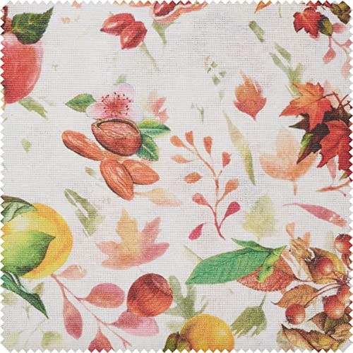 VBS Marktplatz Motiv-Stoff Leinenoptik Herbst 140 cm breit 5-9 cm Motive Herbstdesign waschbar bei 30°C 55% Baumwolle 45% Polyester ideal für Dekoration und Nähprojekte