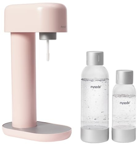 Mysoda: Ruby Set - Wassersprudler aus Aluminum mit 1L und 0.5L Quick-Lock BPA-frei Plastikflaschen (ohne CO2-Zylinder) - Rosa