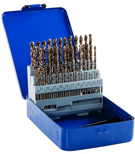 Rennie Tool Company 1-6mm HSS Cobalt Drill Bit Sets With Metal Case - Drill Bits Set of 51 Pieces for Stainless Steel, Aluminium, Hards Metals, Cast Iron, Plastic & Wood