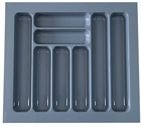 MÁS CASA HOME GOODS STORE Cubertero organizador cajones de cocina para cucharas, tenedores, cuchillos, entre otros cubiertos. El porta cubiertos es de plástico ABS color gris. (54 cm x 48.5 cm)