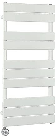 Milano Lustro 600W White Flat Panel Electric Heated Towel Rail Thermostatic - 975mm x 450mm