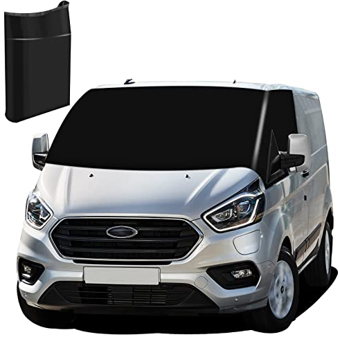 MaxEarn für Transit Custom Auto Windschutzscheiben Abdeckung, 600D Oxford Blackout Sonnenschutz Frontscheibe Thermomatten, Frontscheibe Wrap Cover Wasserdicht Wetterfest Anti-UV/Ice/Frost für Ford