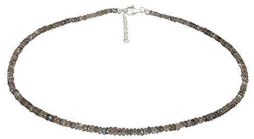 XEN Labradorit- Collier 3-4,5 mm Kugeln 48 + 5 cm 925 Silber 48