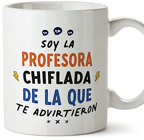 MUGFFINS Tazas para PROFESORA mujer - En Español - Todos te advirtieron - 11 oz / 330 ml - Regalo original y divertido