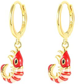 Ohrringe Damen Set, 925 Silber Garnele Ohrhänger Gold