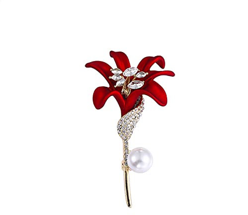 Spilla 2 pezzi di smalto che gocciola olio fiore di giglio spilla spilla fiore rosso anti luce accessori corpetto femminile