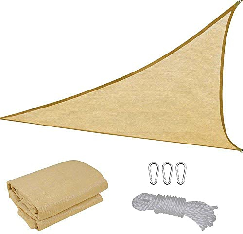 Dreieckiges Sonnensegel UV-beständiges Sonnenschutzmarkise Aus Robustem Hochdichtem Polyethylen (100% HDPE) Für Garten-Terrassen-Partys Im Freien Mit Seil (1x1x1m,Beige)