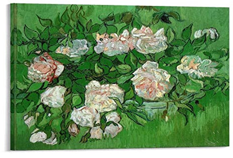 Post-Impressionism Pink Roses by Vincent Van Gogh Posterdruck für Teenager, Jungenzimmer, Wandkunst, Leinwandbild, 60 x 90 cm
