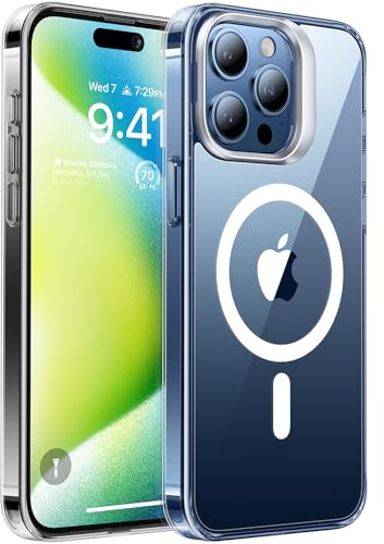 TORRAS Diamond Series für iPhone 15 Pro Hülle für Magsafe [Nie Vergilbung] [Titan-Kameraschutz] Zertifizierte Magnetkraf und Schutzkraft Hülle iPhone 15 Pro Case Lstand Transparent