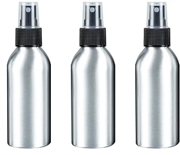 HugeDE 3 Pcs 120ml Aluminium Spray Bottles Fine Mist Atomisers Empty Refillable Spray Containers Travel Metal Spray Bottle for Plants Cosmetics