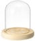PATIKIL 3,9 x3,1 Clair Cloche Verre Dôme, Verre Cloche Jar Présentoir Coffret Table Pièce Maîtresse avec En-bois Base pour LED Lumière Plantes Maison Décoratif
