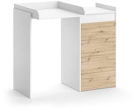 Vicco mobile lavatrice Alf, Bianco/Rovere, 116 x 98 cm con 4 cassetti