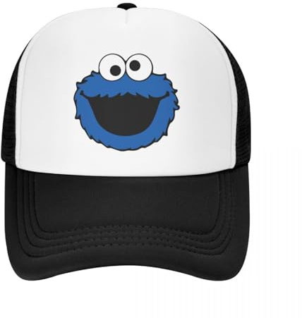 VIDOJI Baseballkappe Mode Unisex Karikatur Sesamstraße Trucker Hut Erwachsene Krümelmonster Verstellbare Baseballkappe Männer Frauen im Freien