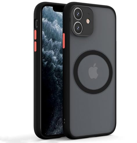 KIOMY Magnetic case for iPhone 11 Case Black Compatible with MagSafe, Translucent Matte Protection Cover with Soft Edge, Hard PC Back and TPU Hybrid Anti Yellow Slim fit Shell, 6.1 inches Black