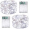 SHATCHI 2 Pack of 100 LED/10m Fairy String Lights Silver Wire Battery Operated Cool White LEDs Twinkle Waterproof Lights for Bedroom, Christmas, Party, Wedding Outdoor Indoor Decoration