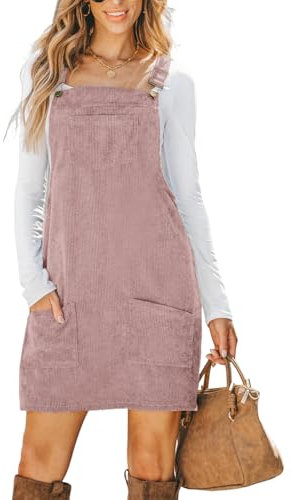 CUPSHE Abito autunnale da donna in velluto a coste con tasca frontale con scollo quadrato, cinturino largo casual, Viola chiaro, S