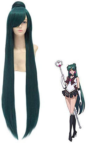 HBYLEE- Anime Coer Wig. Anime Sailor Moon Meiou Setsuna Lange Perücke Cosplay Kostüm Hitzebeständige synthetische Haare Sailor Pluto Frauen Perücken C-382[Farbe:Onecolor]