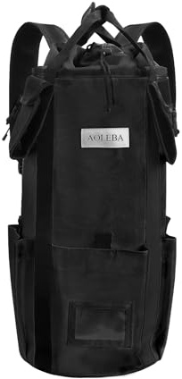 AOLEBA Arborist Rope Storage Bag Tree Climbing Rock Rope Bucket Backpack Rope Storage Bag 200' Large Capacity 1680D Thicken Nylon Material with Hand Straps, Side Pockets - Black