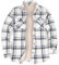 Lisskolo Veste chemise doublée en polaire avec poches pour les mains, veste en flanelle sherpa boutonnée à carreaux pour femme, beige, Small