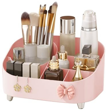 DASITON Make up Kosmetik Organizer,Pinsel Organizer mit Großer Kapazität,Kosmetik Aufbewahrung Lippenstift Schmink Organizer,Kosmetikregal Kosmetik Organizers für Frisiertisch,Schlafzimmer,Bad(Rosa)