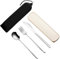 VANRA Juego de utensilios de viaje portátiles de 3 piezas con funda, de acero inoxidable 18/8, juego de cubiertos reutilizables con tenedor, cuchara, cuchillo para almuerzo, viajes, camping, escuela,
