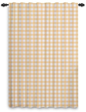 ggaimwf Cortinas de Cuadros Vichy para Dormitorio y Sala de Estar - Naranjas, Rústicas, Estilo Rural - Privacidad con Bolsillo para Barra, 1 Panel de 107x160cm