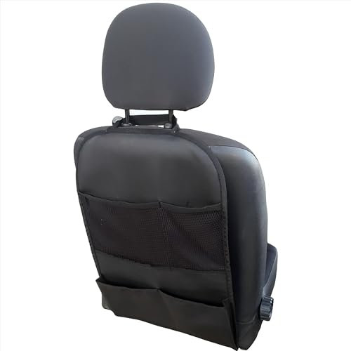 Generisch Rückenlehnenschutz Auto Kinder Leder Wasserdicht Autositz Rücksitz Organizer Autositzschoner Rückenlehne, Schwarz, 1 Stück