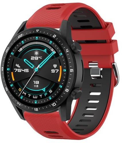 Wanme Armband für Huawei Watch GT 4 46mm Armband/Huawei Watch GT 3 46mm / GT 2 46mm Herren Damen, Zweifarbiges Silikon 22mm Armbänder, Sport Ersatzarmband für Huawei Watch GT 3 Pro 46mm/ GT 2 Pro