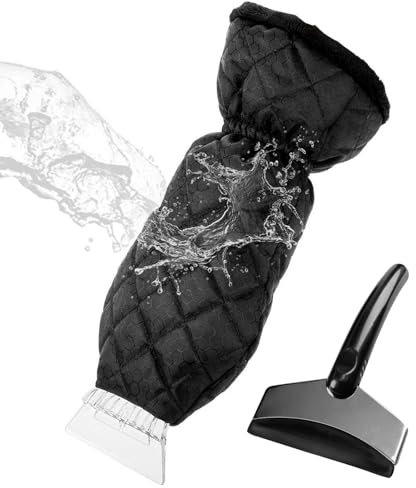Vakki Eiskratzer Auto mit Handschuh, 2 Eiskratzer + 1 Wasserfeste Handschuh, Profi Scheibenkratzer Auto, Scheibenkratzer Auto mit Eisbrecher Funktion, Warm und Praktisch