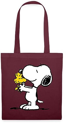Spreadshirt Peanuts Snoopy Und Woodstock Stoffbeutel, One size, Burgunderrot