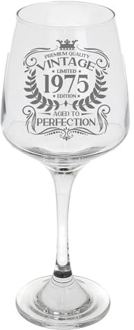 Always Looking Good 50th Birthday Gift Vintage 1975 Aged to Perfection Engraved Large Wine Glass Present for 50 Year Old Etched 400ml Wine Glass