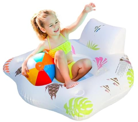 Flotador inflable para piscina, tumbona de piscina, hamaca de agua, silla flotante hinchable con soporte para bebidas y luces que cambian de color, flotador para piscina