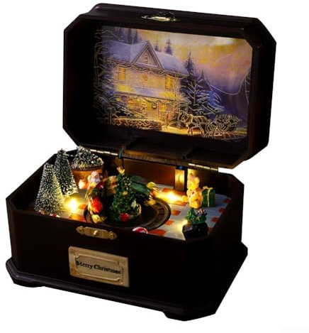 Charmante Weihnachts-Spieluhr-Ornament, dreht sich anmutig und beleuchtet Ihre festliche Dekoration (der Zug)