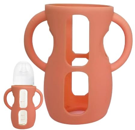 Besreey Manchon pour biberon en Verre, Manchon en Silicone pour biberon en Verre - Manchon de biberon avec poignées - Porte-Bouteille Anti-Casse, Manchon Anti-Chute et Antichoc, Passe au