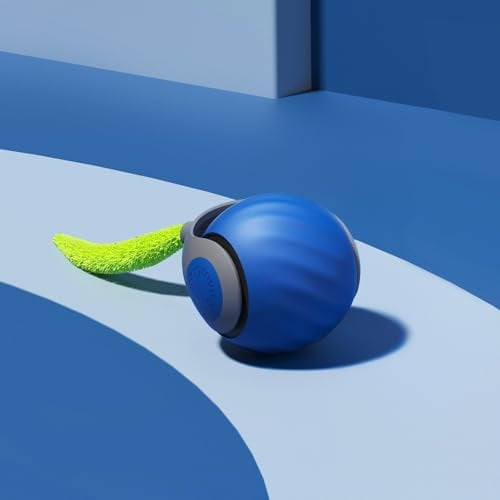 Gerbala Palla Elettrica e Giocattolo Interattivo per Gatti e Cani, Magica Automatica Rotolante Intelligente per Casa (Blu)