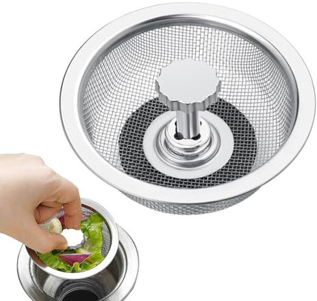 scyca Sink Strainer Basket, Kitchen Sink Strainer, Replacement Stainless Steel Sink Plug for Kitchen Strainer, Kitchen Drain Cover, Basket Strainer, Multipurpose, Smooth, for Food, Hair Waste
