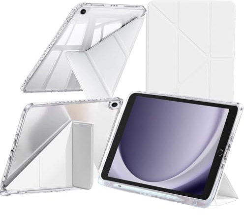 EspZanthic Coque pour Samsung Galaxy Tab A9+ / A9 Plus 11 Pouces 2023 avec Porte-Pencil, 6-en-1 Multiples Angles de Vue, Couvercle arrière Transparent