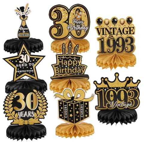 DRESSOOS 1 Jeu Décorations D'anniversaire Assiettes Signe D'anniversaire Pré Faire La Fête Pièce Maîtresse Décorations De Table De Centre De Table Déco Joyeux Anniversaire Black Papier