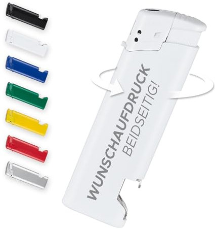 #teamludorf 50 Stück weiße Feuerzeuge mit Flaschenöffner - Elektrisch, nachfüllbar, personalisiert mit eigenem Logo oder Foto - Perfekt für Events, Giveaways, Promotion, Outdoor & Messen