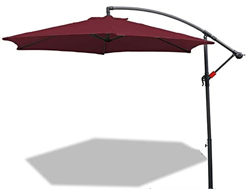 HUIBBGO Gartensonnenschirm, / 10ft Freiarmschirm für die Terrasse, hängender Sonnenschutz für den Außenbereich mit Kurbelgriff für den Garten, Hinterhof, Pool
