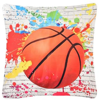 Sisadodo 3D-Druck Basketball-Kissenbezüge für Männer und Frauen, dekorativ, Heimtextilien, Basketball-bedruckt, für Basketball, Spielteam, weiß, Sport-Stil, Überwurf-Kissenbezüge für Heimdekoration