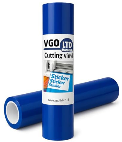 vgoltd Rotolo di vinile adesivo permanente da taglio, per tazze, finestre, casa e progetti fai da te (blu medio, 60 W x 1000 L cm)