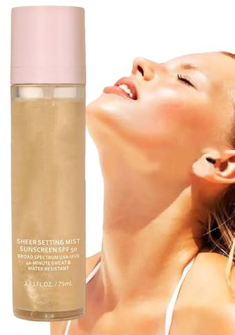 Sheer Setting Mist, Spray protector solar SPF 50, Long Lasting Setting Spray Spray de fijación resistente al agua, maquillaje Gentle On Skin, control de aceite, formación de película rápida, 100 ml
