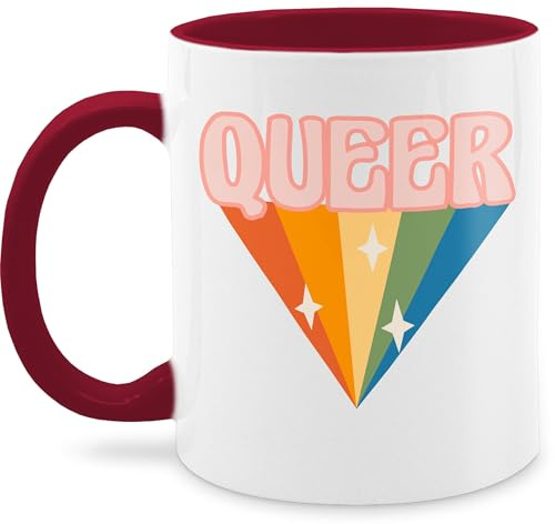 Shirtracer Tasse zweifarbig Queer Retro Regenbogen Diamant