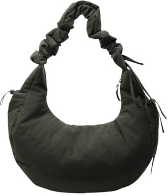 GMBYLBY Trendy Women’s Quilted Shoulder Bag Lightweight Nylon Crossbody Purse Multi Functional Casual Ruched Adjustable Strap Crossbody Bag