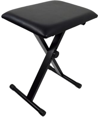 HAMPPLIES Klavierbank X-Stil Höhenverstellbar mit Dreifacher Verstellung Klappbar Gepolsterter Pu Sitz und Eisenrahmen für Klavier und Keyboard für Kinder